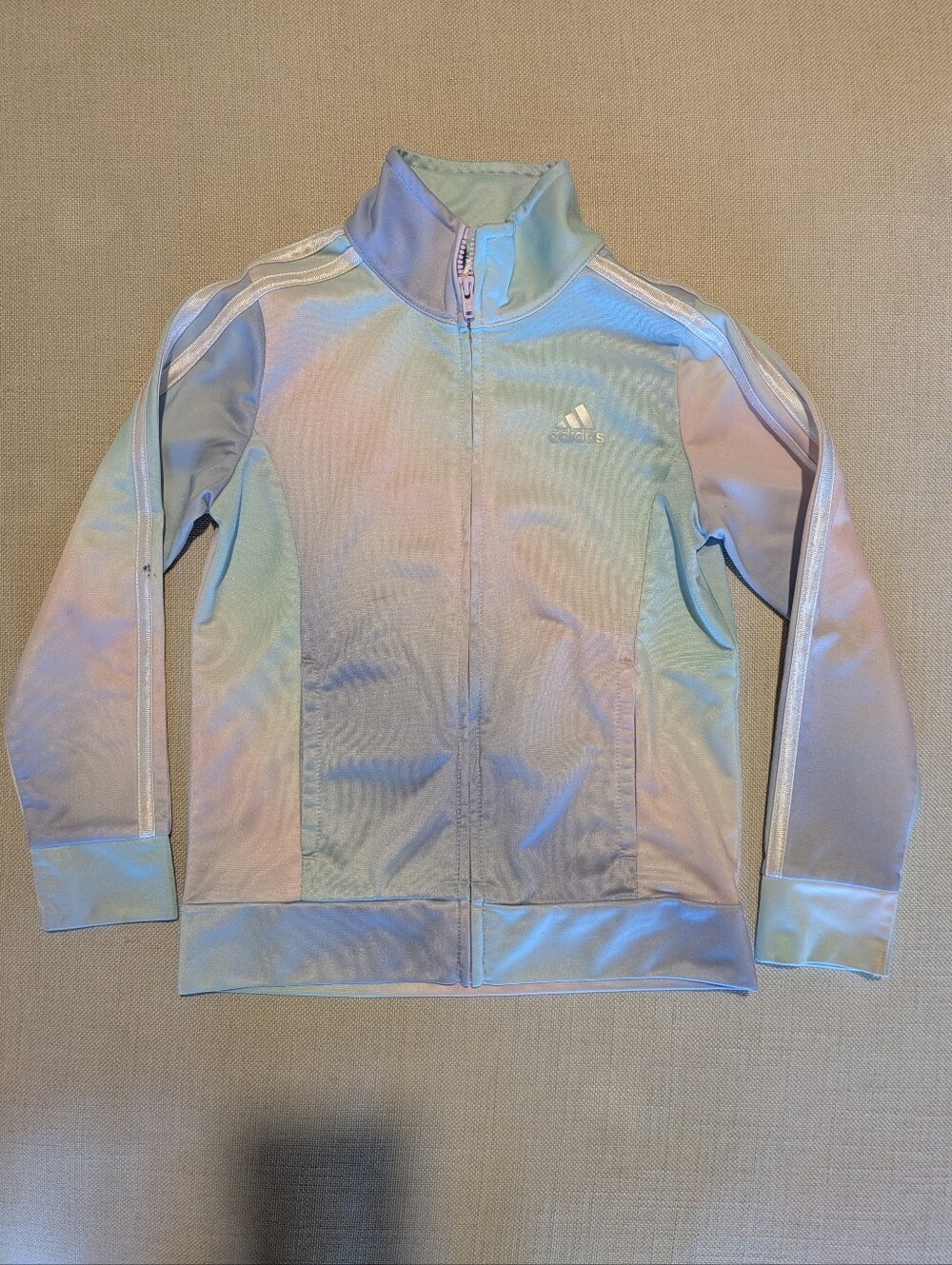 adidas Kids Iridescent Pastel Zip-Up Track Jacket - Light Blue/Pink Hues